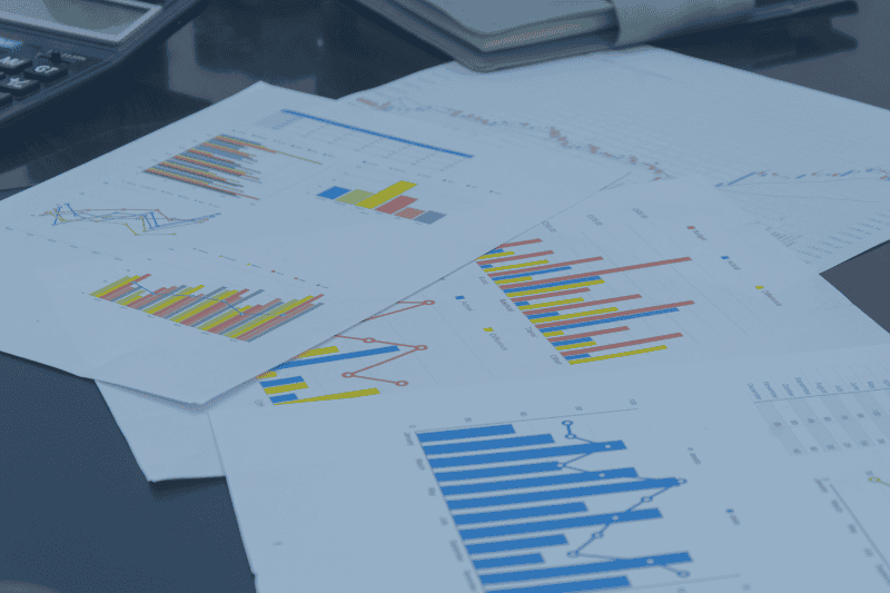 Gedruckte Projektberichte mit Diagrammen zur Darstellung von Planabweichungen und Budgetanalysen in der Projektplanung