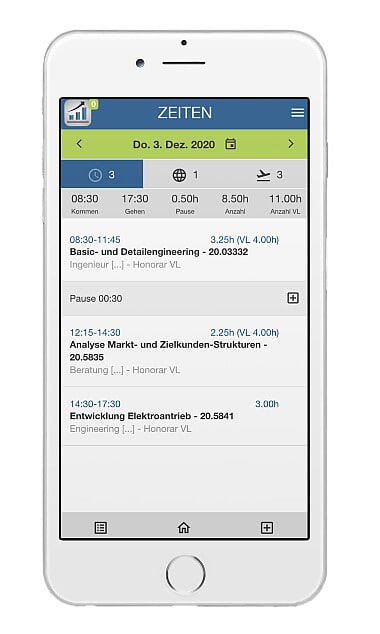 Mobile Zeiterfassung für Projekte und Reisekostenerfassung direkt per App