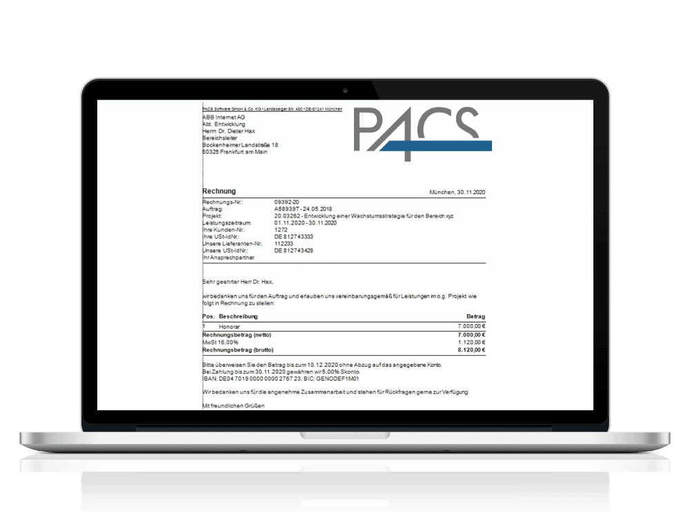 PACS Projektabrechnung