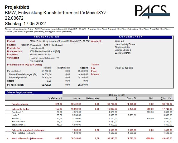PACS Software - Projektblatt 