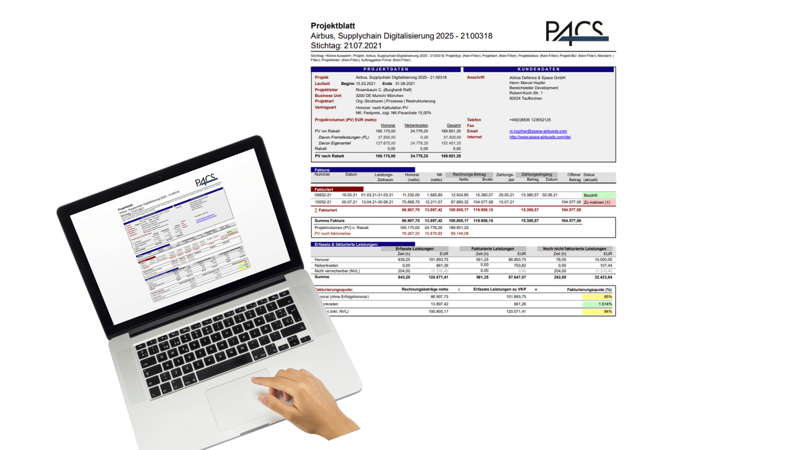 PACS Projektverwaltung - Projektblatt