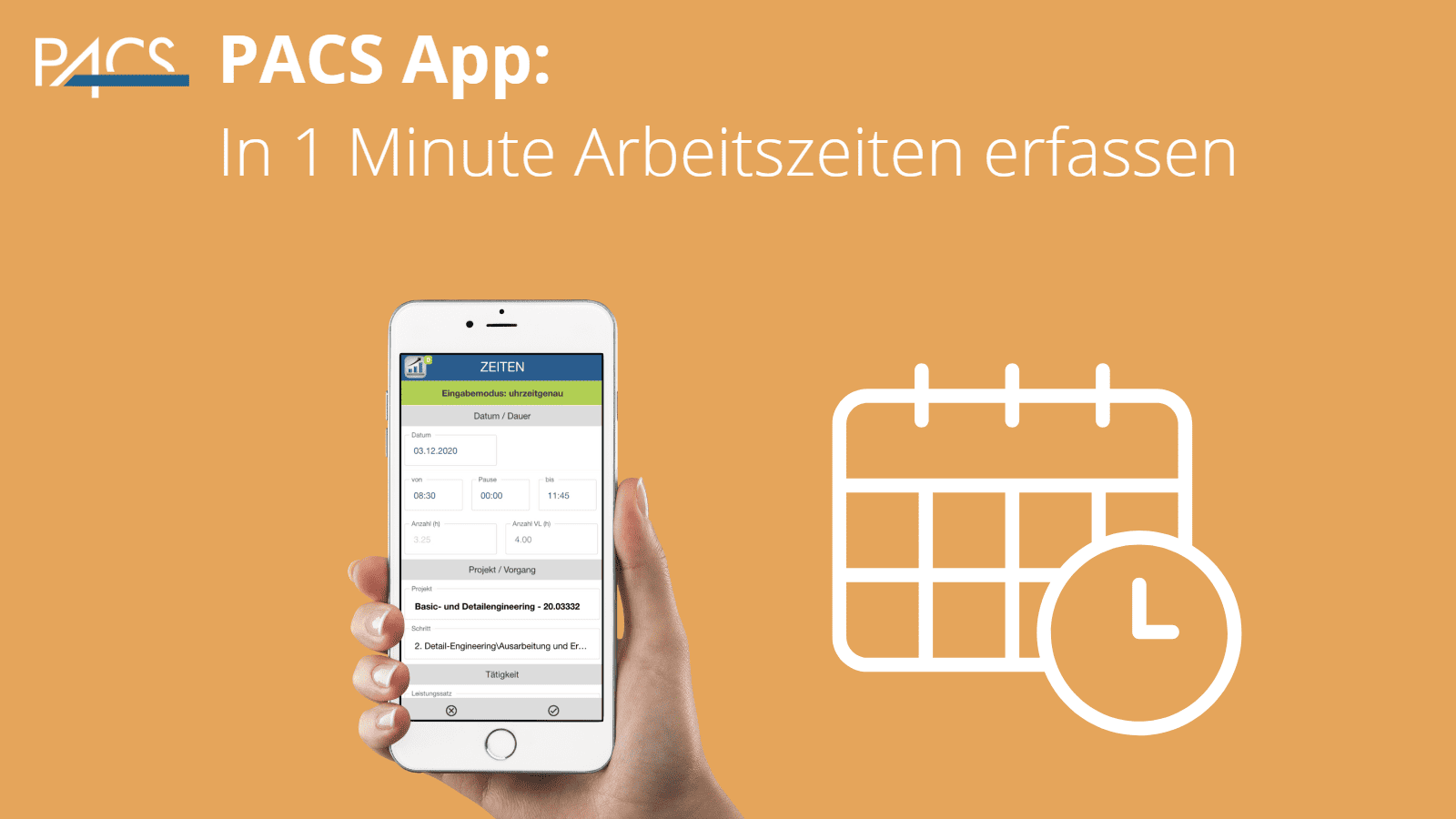 Demo PACS App: Arbeitszeiten erfassen