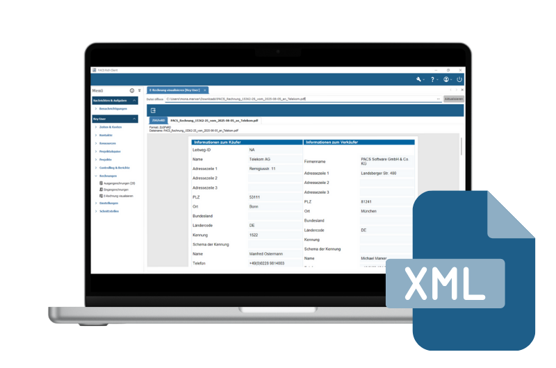 E-Rechnung und XML-Ausgangsrechnungen erstellen mit der PACS Software für Beratungsunternehmen