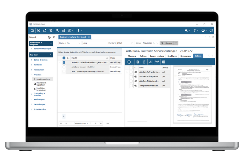 PACS Software - Dokumentenverwaltung für Projekte Verträge